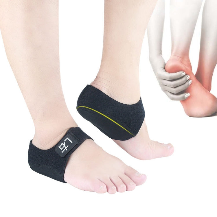 Black heel gel protective cover with cushioned pad and fabric strap for comfort