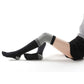 Striped gray over-the-knee five-toe yoga socks with textured anti-slip sole pads