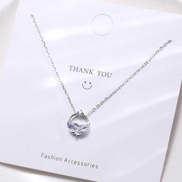 Sterling silver heart pendant necklace with clear faceted stone and chain