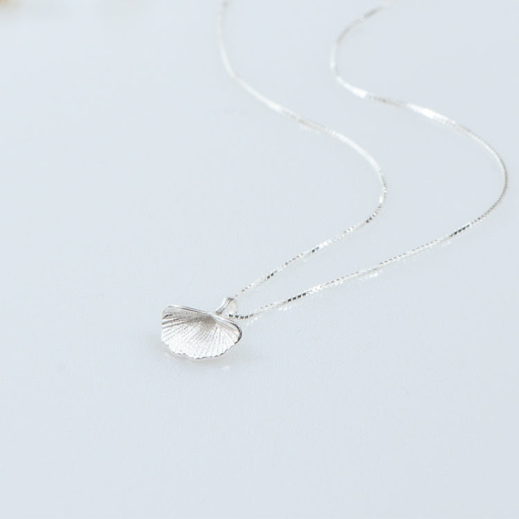 Sterling silver ginkgo leaf pendant on a fine chain