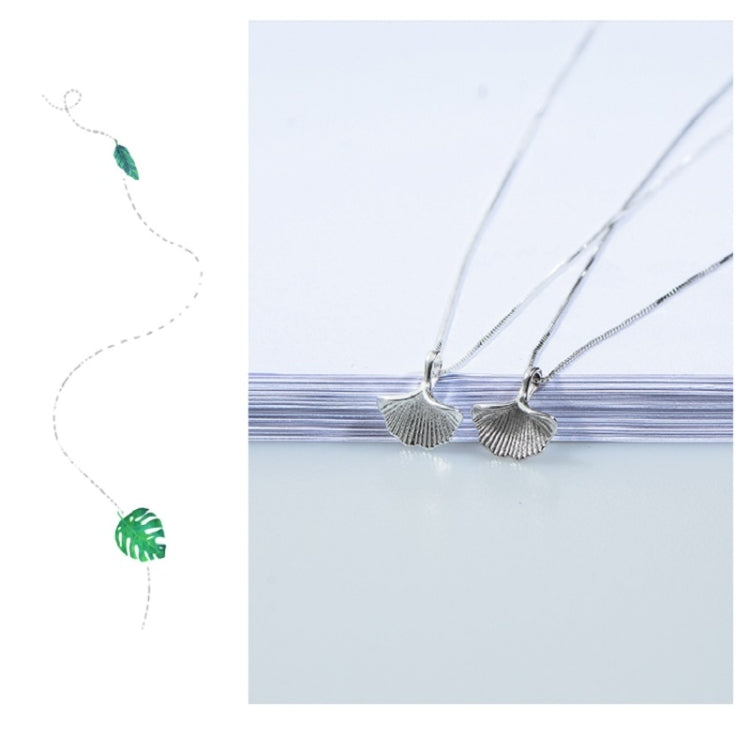 Sterling silver ginkgo leaf pendants on thin chains