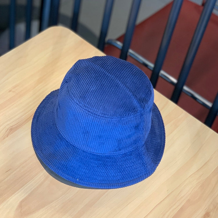 Blue corduroy fisherman hat with wide brim and foldable crown