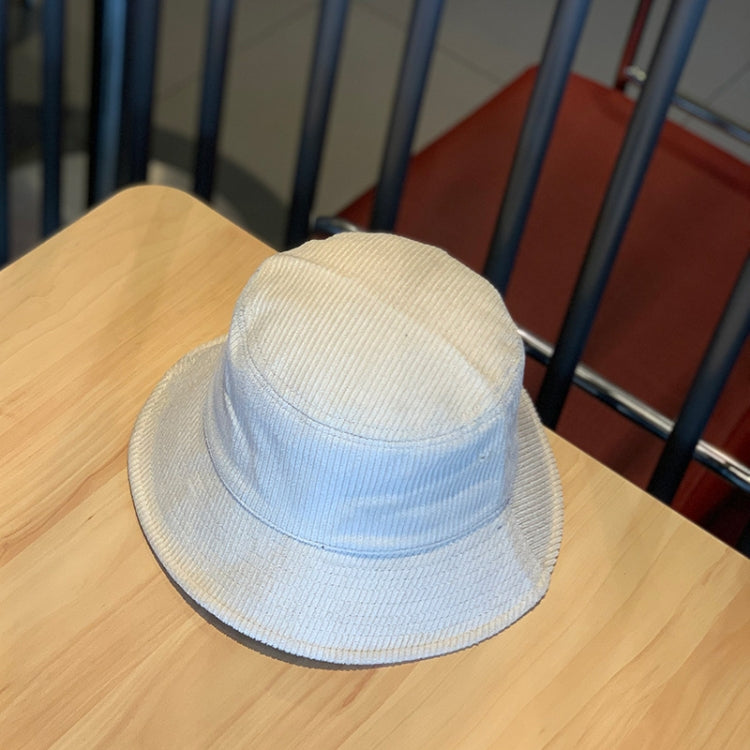 Cream corduroy fisherman hat with wide brim and foldable crown