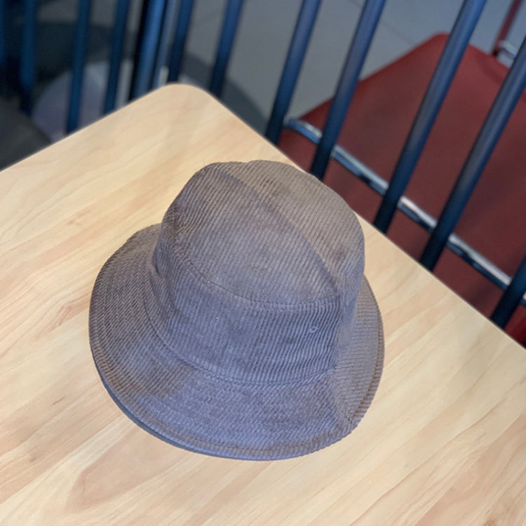 Gray corduroy fisherman hat with wide brim and foldable crown