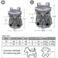 Doglemi pet outing backpack size chart showing measurements for M and L