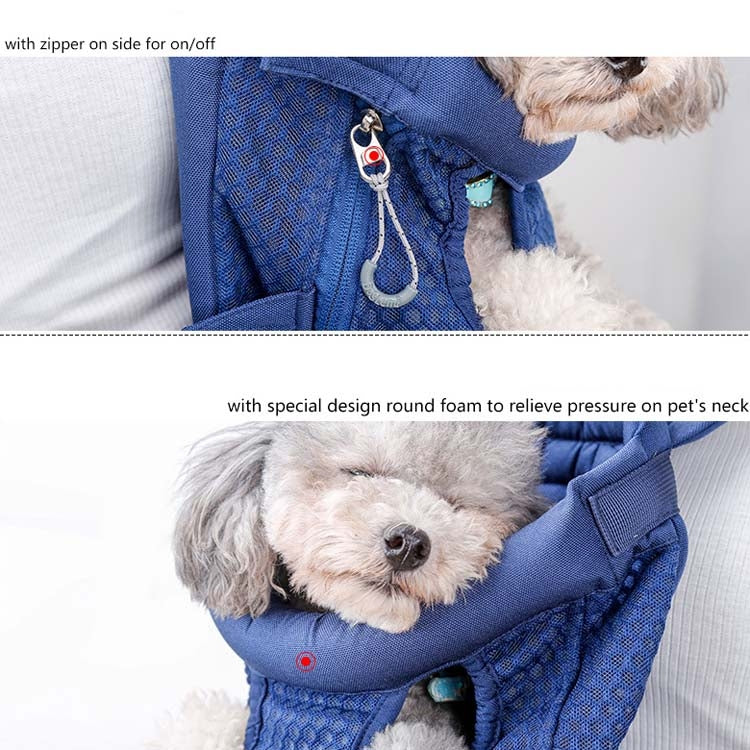 Doglemi pet outing backpack dog shoulder chest bag in blue with front zipper opening