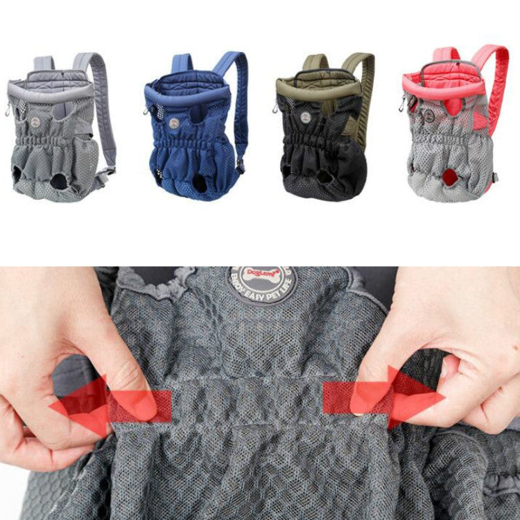 Doglemi pet outing backpack dog chest bags in gray, blue, khaki, and red accents