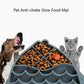 Gray silicone fish-shaped anti-choke slow food mat filled with dry kibble