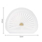 Vacuum cleaner filter with white pleated media; 12 cm x 9.5 cm, tan center disk