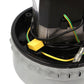 Vacuum cleaner motor with close-up of yellow capacitor and colored wire harness