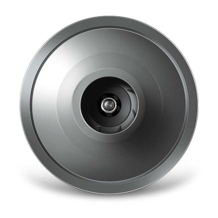 Circular vacuum motor assembly with central spindle and dark fan cover