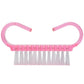 Pink nail cleaning brush with straight bristles and U-shaped handle