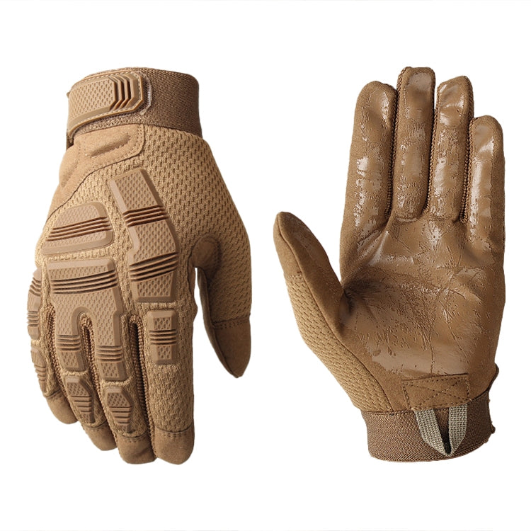 Brown/tan motorcycle gloves set with padded knuckles and textured protective palm
