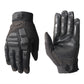 Motorcycle gloves pair in black, protective knuckle panels on back and grip palm