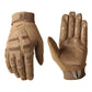 Motorcycle gloves pair in brown, reinforced knuckles on back and textured palm grip
