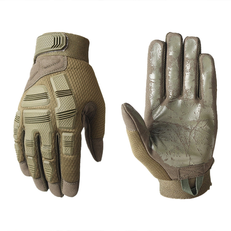 Motorcycle gloves pair in army green, armored back and padded grip palm
