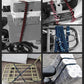 Elastic luggage binding rope securing cargo, red-and-black strap with metal clips