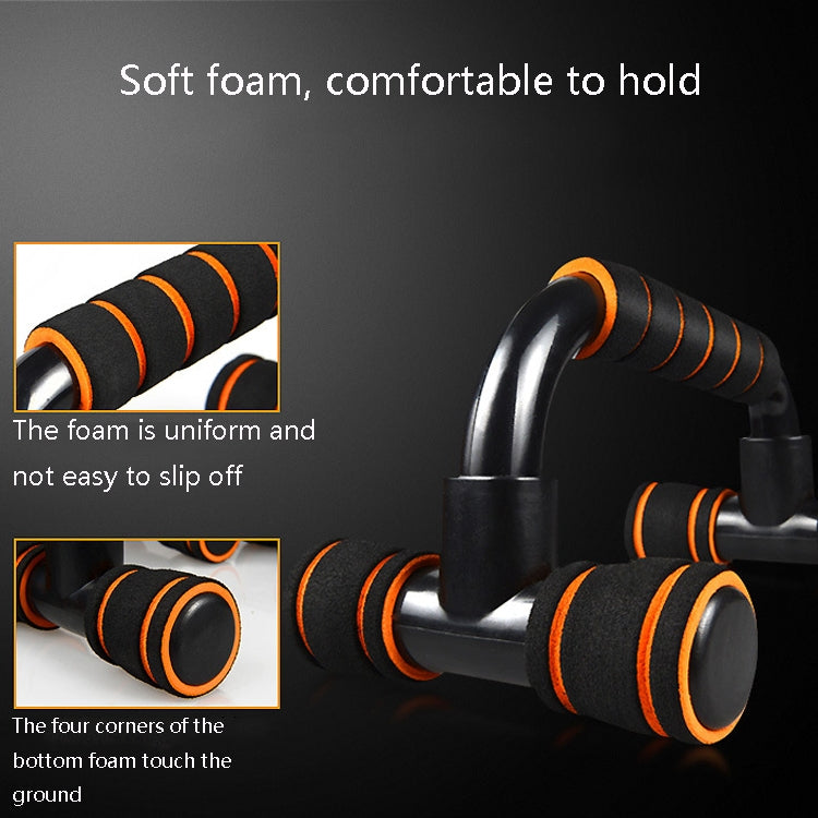 H-shaped push-up bracket with black frame and orange ringed foam grip pads