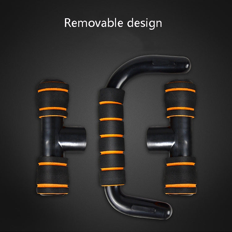 H-shaped push-up bracket with black frame and orange-striped foam grip pads