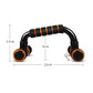 H-shaped push-up bracket with size diagram, black frame and orange grips