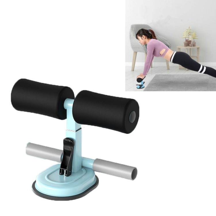 Abdominal crunch assist device, black padded rollers with light blue base