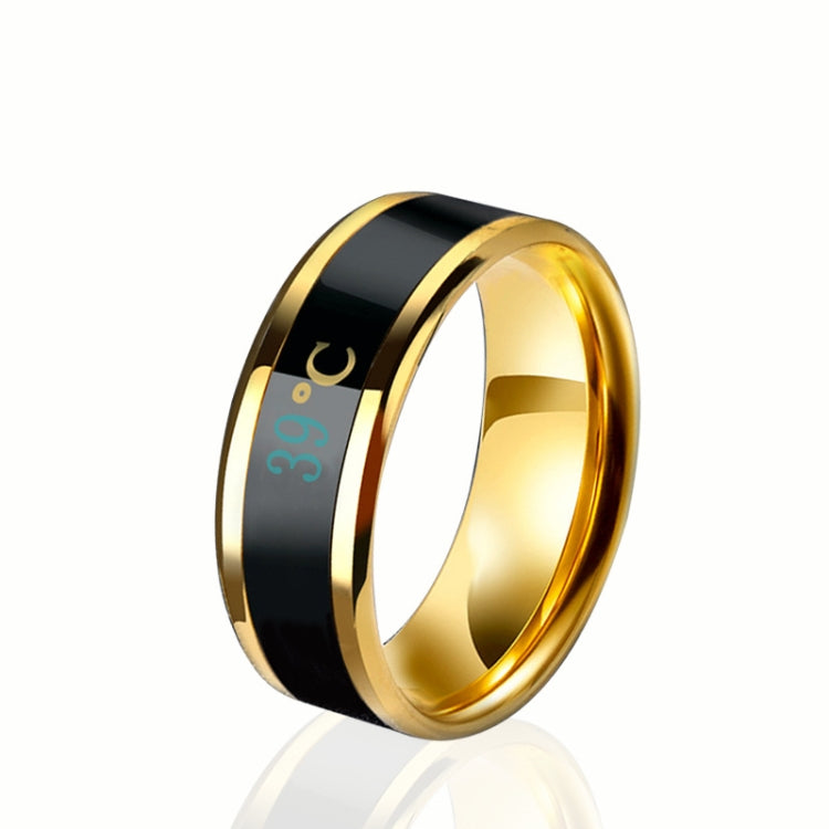 Smart temperature display ring in gold with black temperature display band