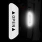 White reflective OPEN car door sticker strip with triangle arrow markers