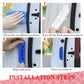 Installation steps for reflective OPEN door sticker, with hands applying to car