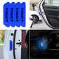 Blue reflective OPEN door sticker set applied on car door panels