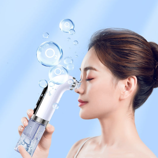 Electric facial pore suction device, white body with clear reservoir, handheld