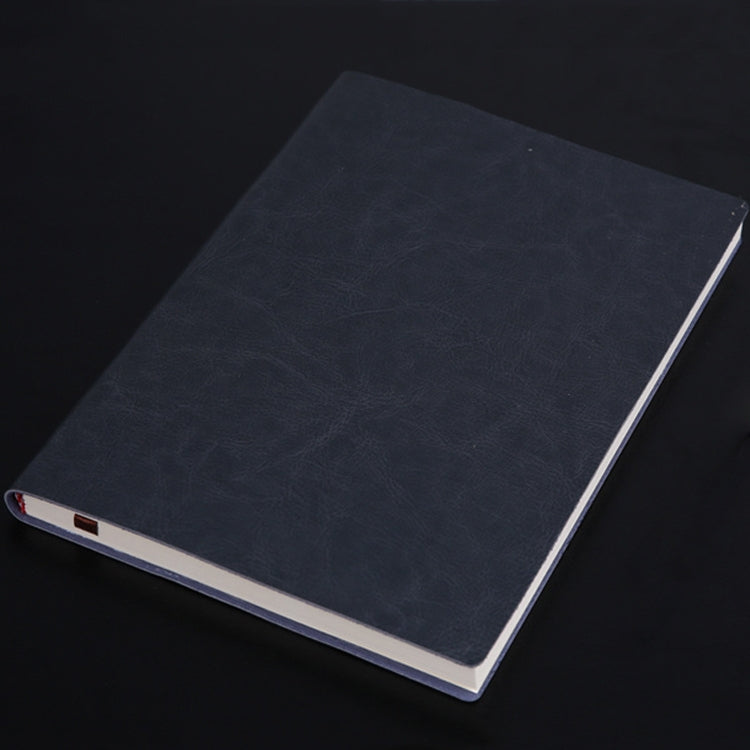 Blue PU notebook with textured cover, A5 plain weave, white page edges