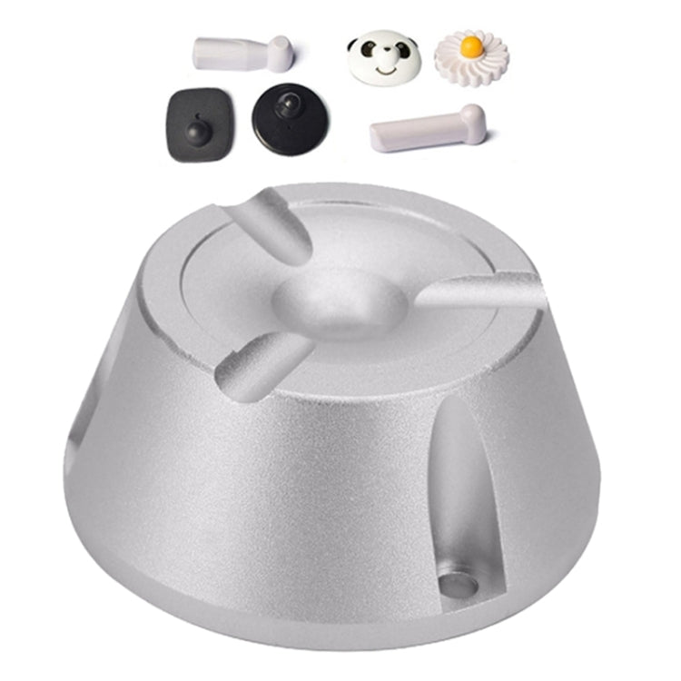 Aluminum alloy EAS tag detacher opener with curved base and three metal prongs