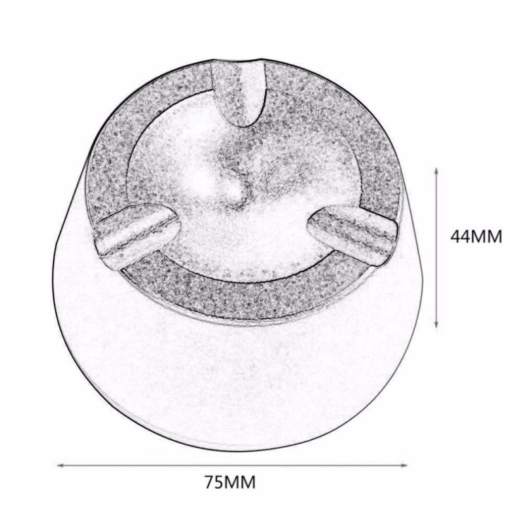 Technical diagram of round EAS open lock remover with three internal prongs
