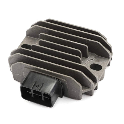 Motorcycle rectifier with finned heatsink and multi-pin electrical connector