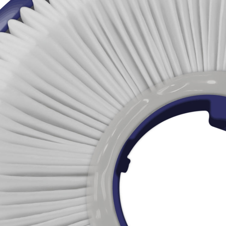 White pleated HEPA filter core with blue outer rim