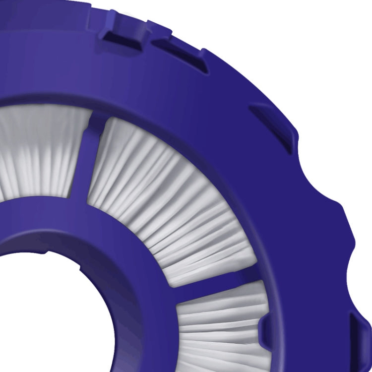 Blue HEPA filter frame with white pleated section and side tabs