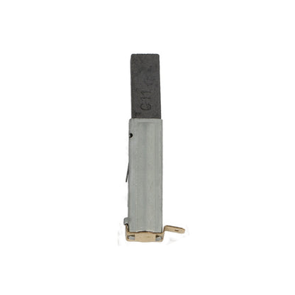 Motor carbon brush with dark graphite tip on silver metal holder