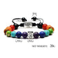 Multicolor bead yoga rope bracelet on black cord with silver tree charm and Om plate