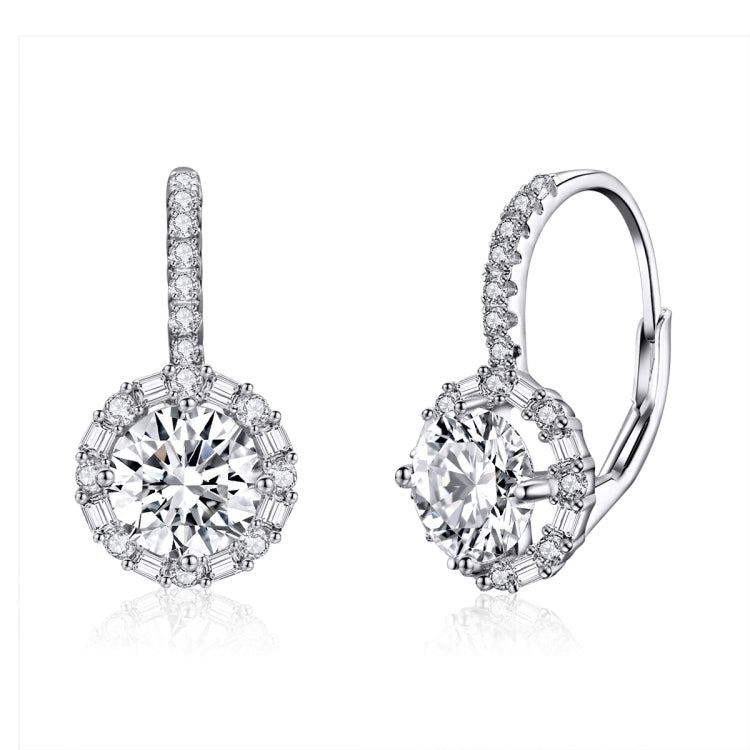 925 sterling silver round drop earrings with zircon pavé and clear center stones
