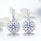 925 sterling silver zircon round drop earrings with halo-set round stones