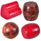 Set of red barrel and brown ball wooden puzzle locks