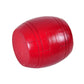 Red wooden barrel puzzle lock with carved rings and curved edges
