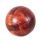 Brown wooden ball puzzle lock with glossy finish and carved geometric panels