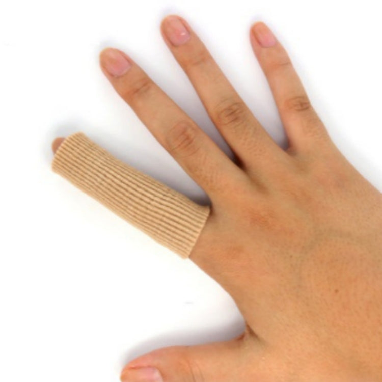 Beige ribbed toe separator worn on finger/toe, protective eversion support