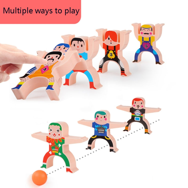 Acrobatic stacking figures on arched bases, arranged for balance play
