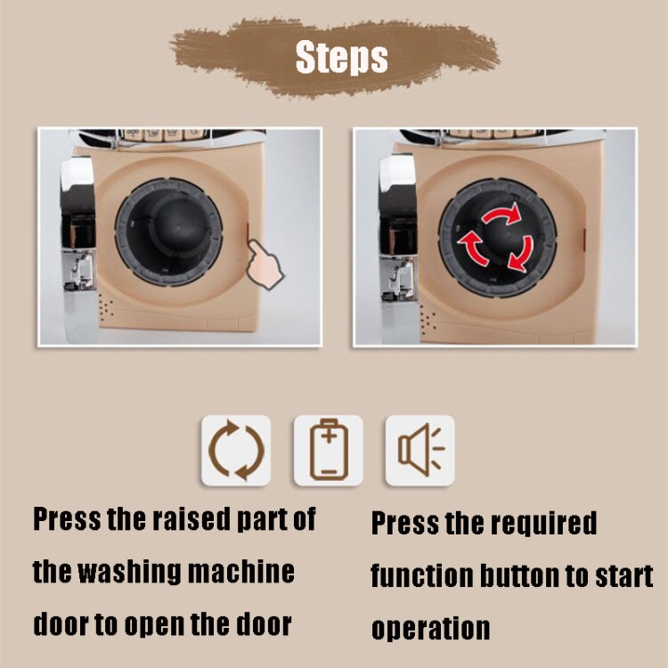 Toy washing machine close-up with round door and control buttons