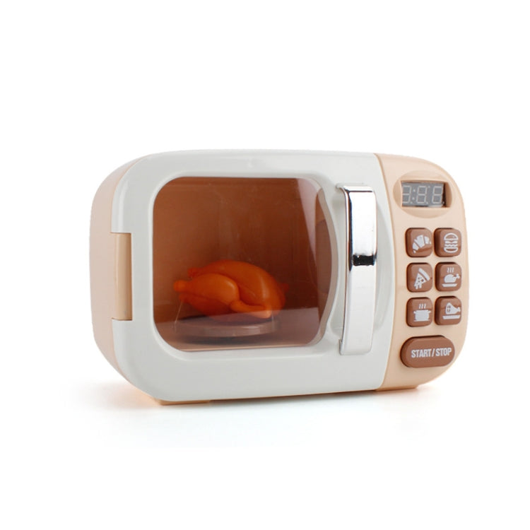 Toy microwave oven with open window door and side control keypad