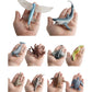 Set of marine animal model ornaments in hands, including dolphin, shark, and turtle