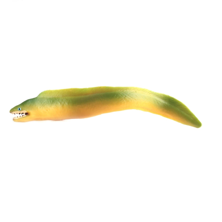 Yellow-green eel model ornament with dark stripe head and small mouth