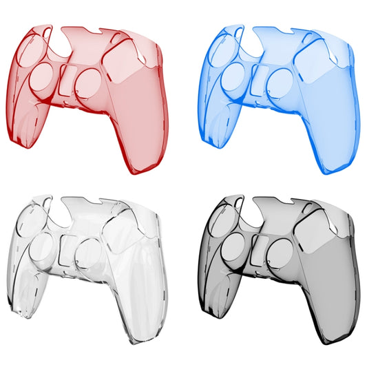 Set of 4 transparent hard PS5 controller shell covers: red, blue, clear, and black